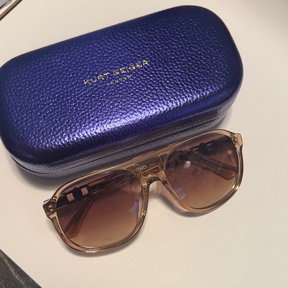 Kurt Geiger Tan Sunglasses with Blue Case